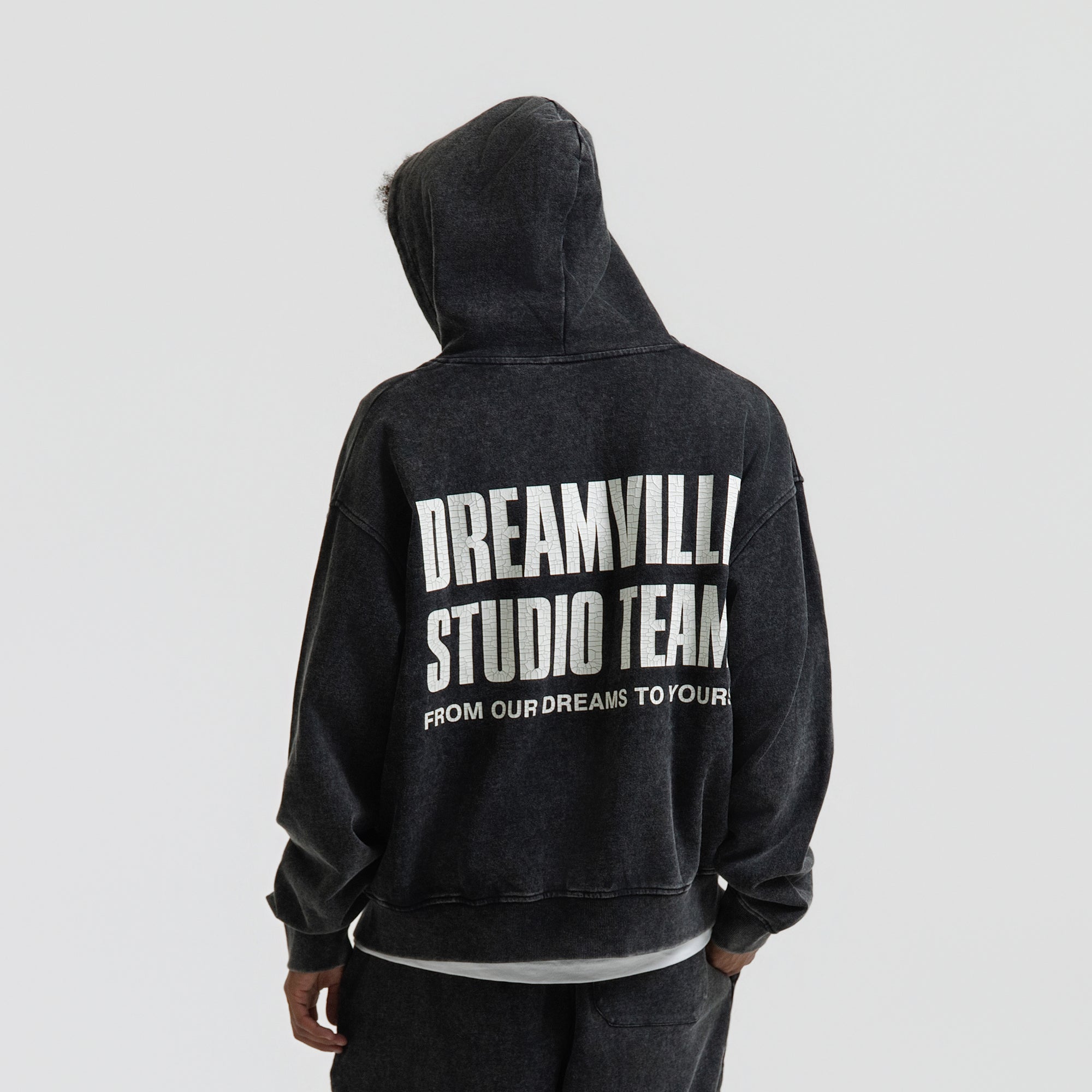 STUDIO TEAM ZIP UP HOODIE WASHED BLACK