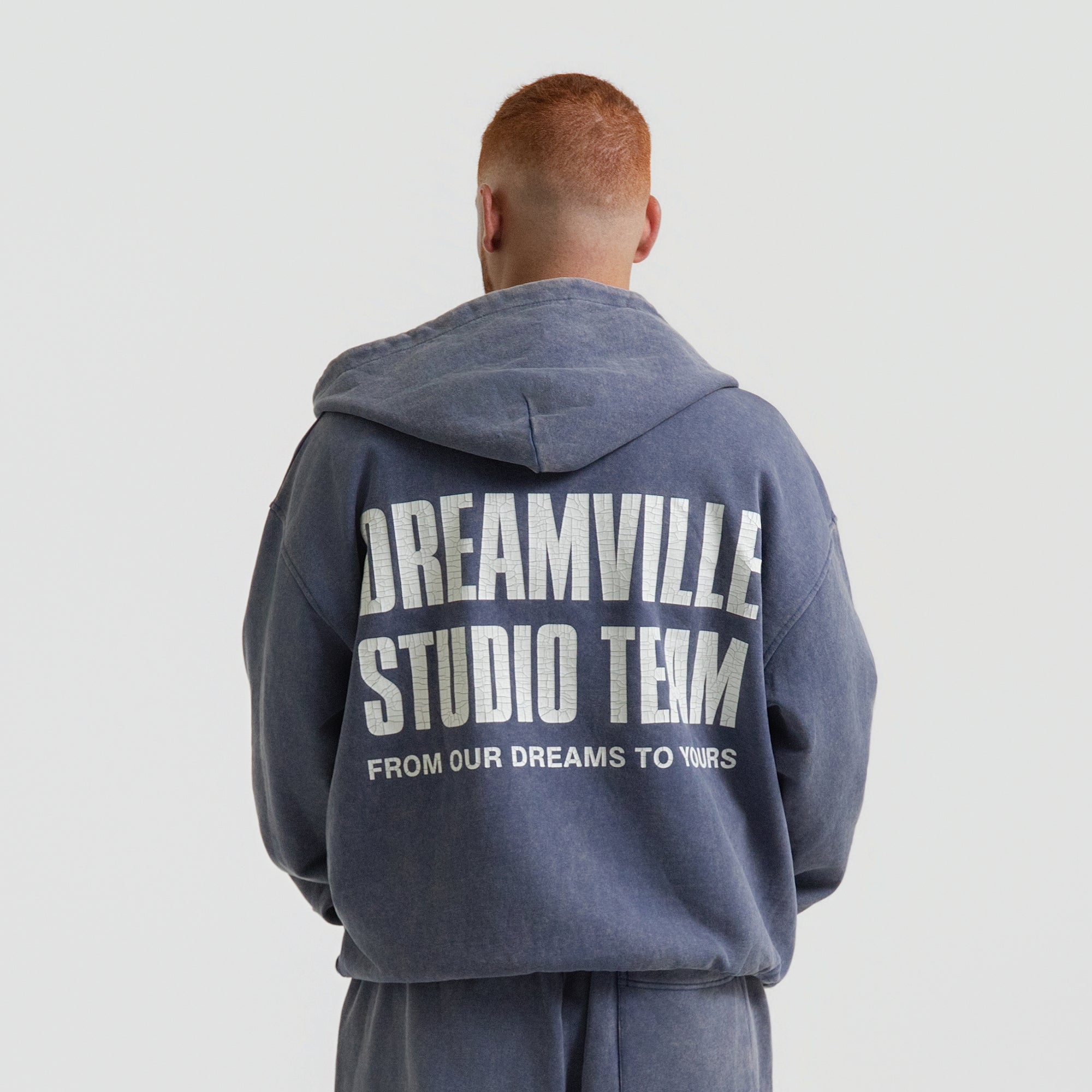 STUDIO TEAM ZIP UP HOODIE WASHED BLUE