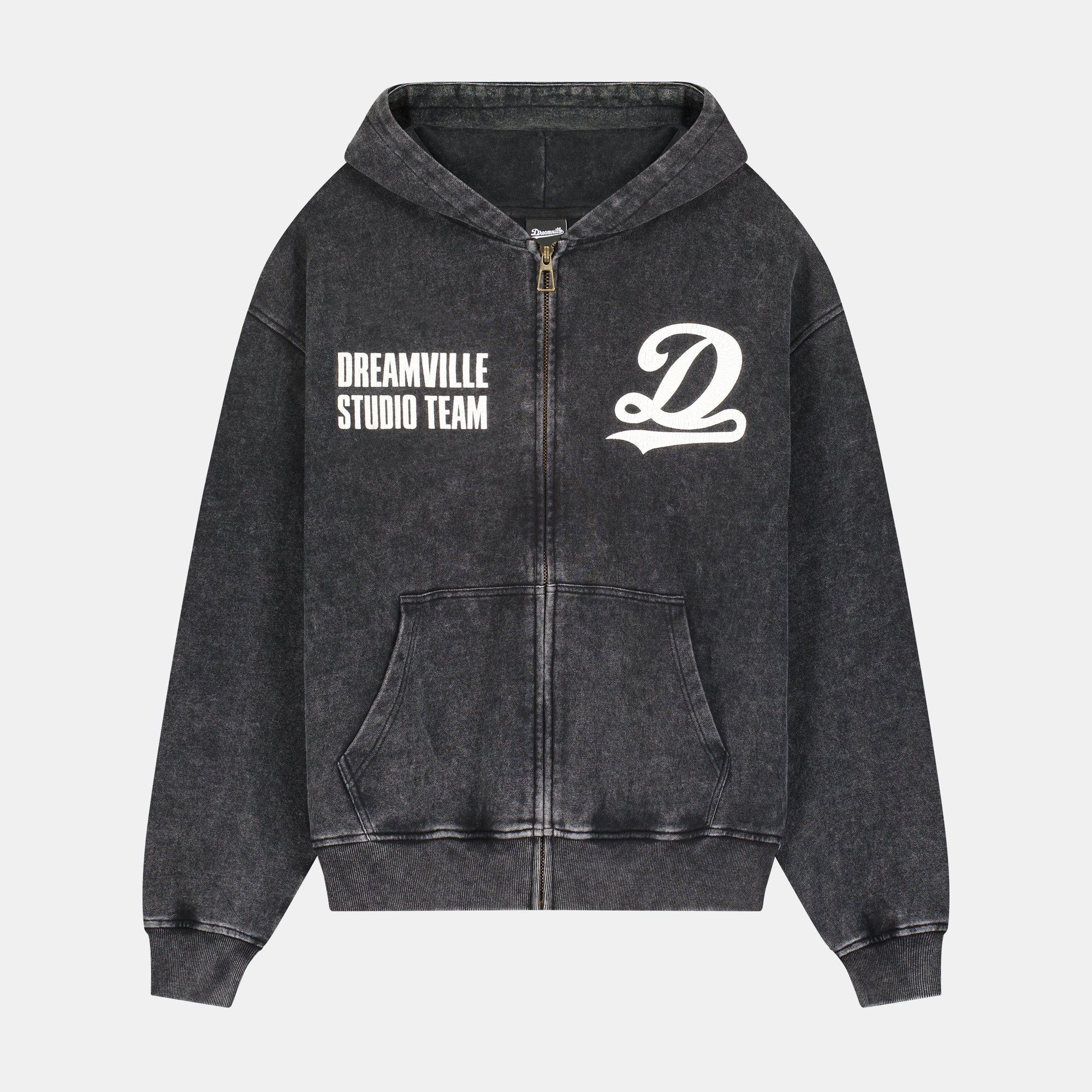 STUDIO TEAM ZIP UP HOODIE WASHED BLACK