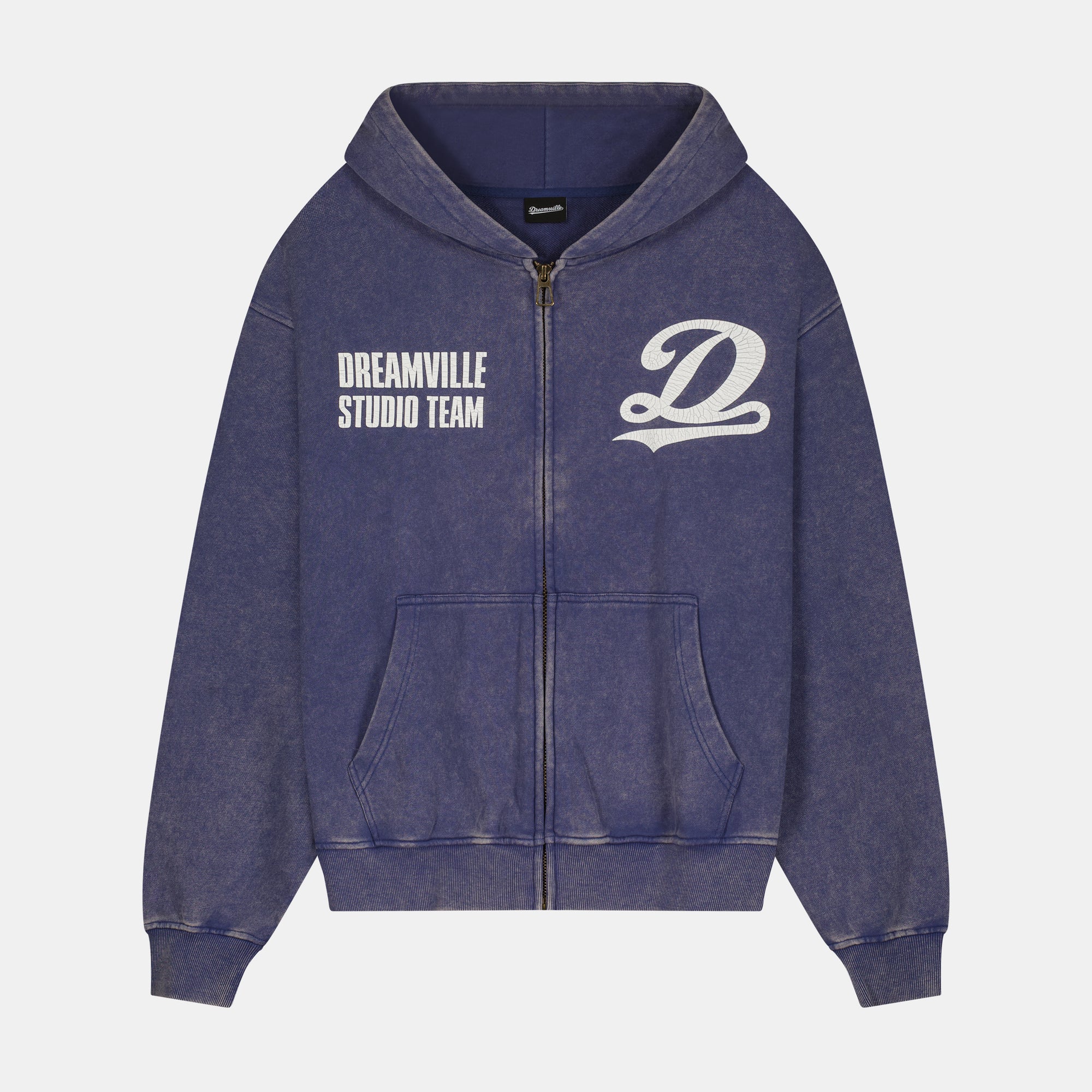 STUDIO TEAM ZIP UP HOODIE WASHED BLUE