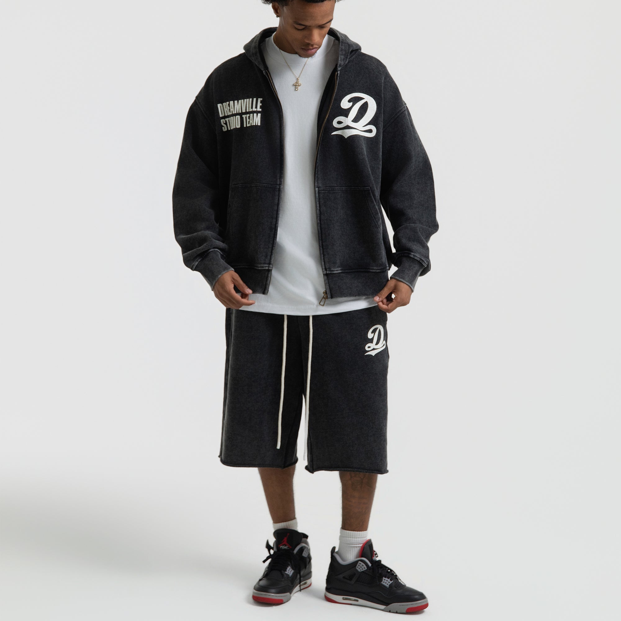 STUDIO TEAM TERRY JORT WASHED BLACK