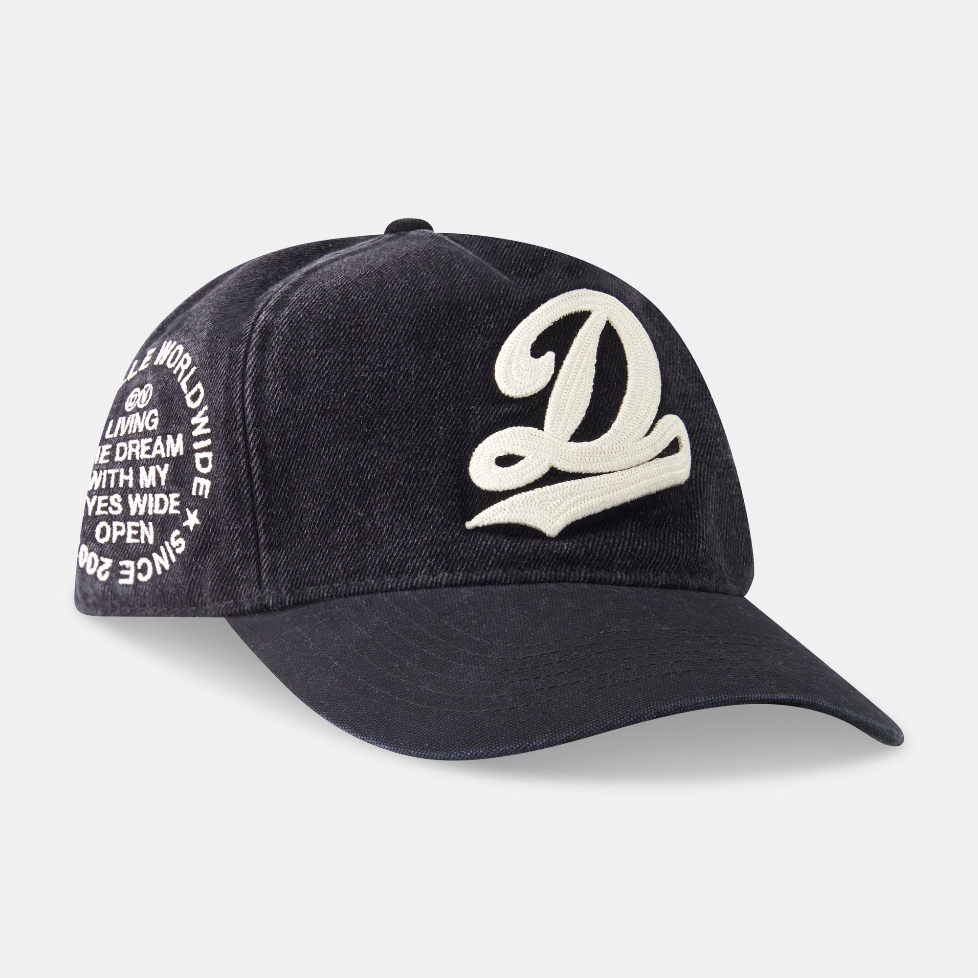 DM LOGO WASHED BLACK DENIM HAT