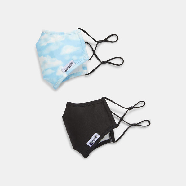 Classic Black & Cloud Washable Cotton Face Covering Set