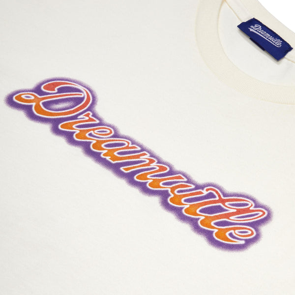 Cream Classic Logo Airbrush Tee - Purple and Gold Logo