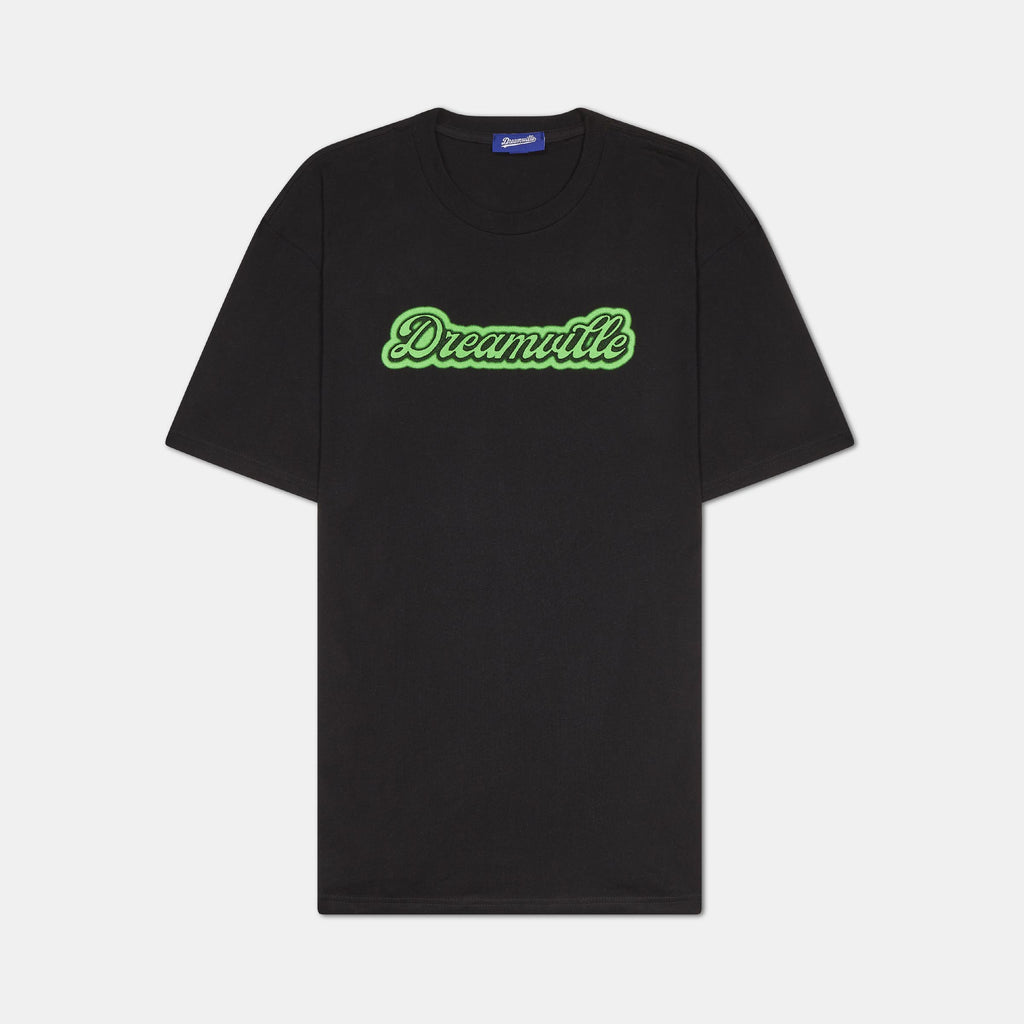 Black Classic Logo Airbrush Tee - Green Logo